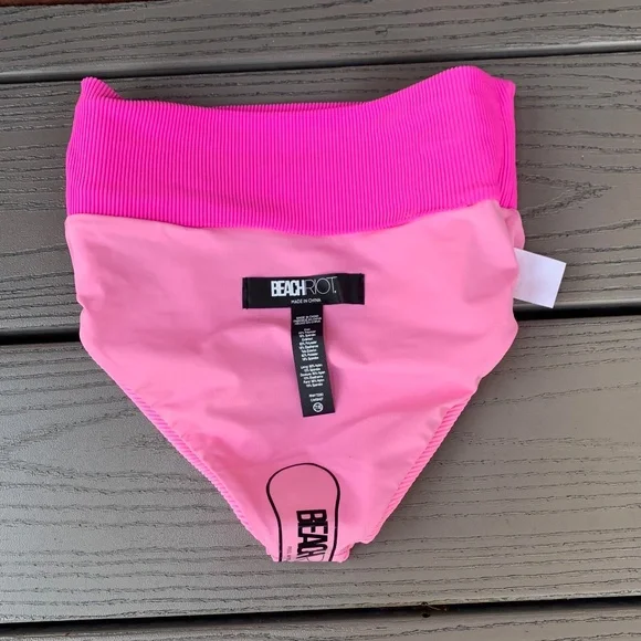 Beach Riot Girls Little Mackenzie Heidi Set Peak Pink Colorblock - Picture 10 of 12